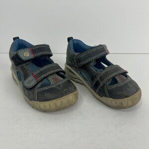 Ecco Kids Sandals Toddler Size 7-7.5 EU 23 Blue Leather Hook & Loop